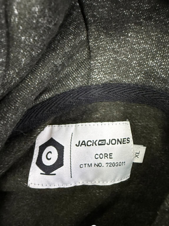 JACK & JONES CORE Φούτερ Hoodie XL | Tonal Print | Μελανζέ Λαδί/Γκρι